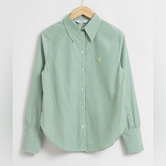 & Other Stories Butterfly Embroidered Striped Shirt size 8 - Picture 3 of 3